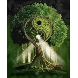 Peinture au numéro : Arbre Yin et Yang  - sans châssis en bois