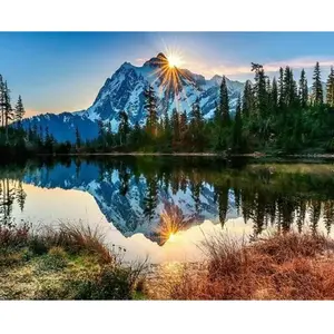 Comparateur de prix : Figured'Art Peinture par Numéro Adulte avec Cadre Lac et Reflet de Montagne - Activité Manuelle Kit de Loisir Créatif DIY Numéro d'Art Complet - 40x50cm toile tendue sur châssis