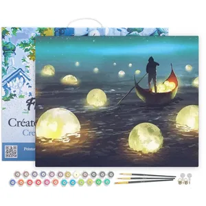 Figured'Art Schilderen op Nummer Volwassenen met lijst - Maan Meer - H...