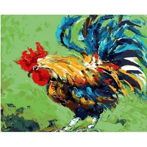Figured'Art Peinture au numéro : Le Coq  - sans châssis en bois pas cher