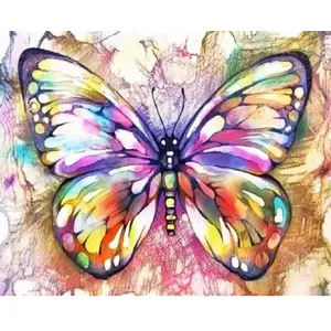 Figured'Art Peinture par Numéro Adulte Papillon coloré - Kit de Loisir Créatif DIY Numéro d'Art - 40x50cm sans châssis pas cher