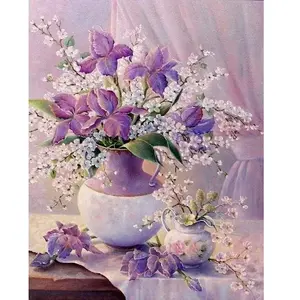 Figured'Art Peinture par Numéro Adulte Vase pourpre élégant - Kit de Loisir Créatif DIY Numéro d'Art - 40x50cm sans châssis pas cher