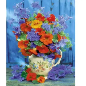 Figured'Art Peinture par Numéro Adulte Bouquet orange et violet - Kit de Loisir Créatif DIY Numéro d'Art - 40x50cm sans châssis pas cher