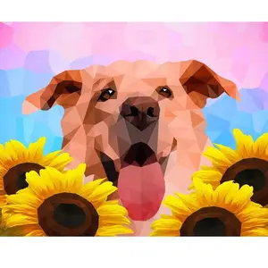 Figured'Art Peinture au numéro : Chien Polygon Art - sans châssis en bois pas cher