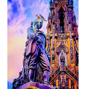 Figured'Art Peinture par Numéro Adulte Statue Edinburgh - Activité Manuelle Kit de Loisir Créatif DIY Numéro d'Art Complet - 40x50cm sans châssis en bois pas cher