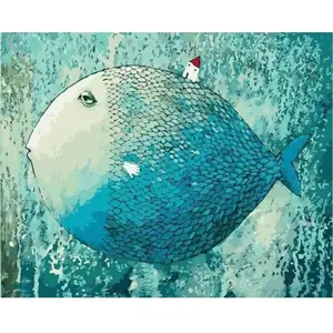 Figured'Art Peinture par Numéro Adulte Poisson Artistique - Activité Manuelle Kit de Loisir Créatif DIY Numéro d'Art Complet - 40x50cm sans châssis en bois pas cher