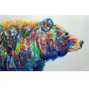 Figured'Art Peinture par Numéro Adulte Ours multicolore - Activité Manuelle Kit de Loisir Créatif DIY Numéro d'Art Complet - 40x50cm sans châssis en bois pas cher