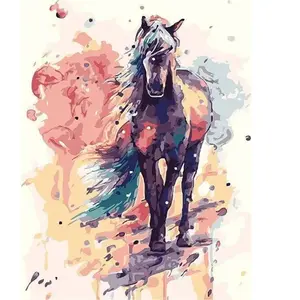 Figured'Art Peinture par Numéro Adulte Cheval peint - Activité Manuelle Kit de Loisir Créatif DIY Numéro d'Art Complet - 40x50cm sans châssis en bois pas cher