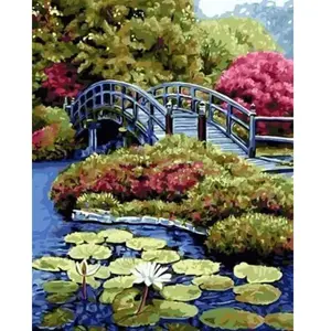 Figured'Art Peinture par Numéro Adulte Le Pont de Nihonbashi au Japon - Kit DIY Numéro d'Art - 40x50cm sans châssis pas cher