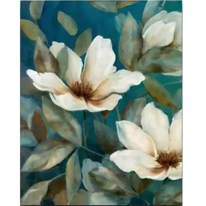 Figured'Art Peinture par Numéro Adulte Déclinaison de fleurs blanches - Activité Manuelle Kit de Loisir Créatif DIY Numéro d'Art Complet - 40x50cm sans châssis en bois pas cher