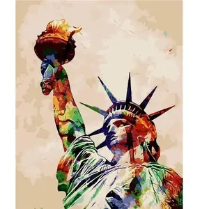 Figured'Art Peinture au numéro : Statue de la Liberté  - sans châssis en bois pas cher