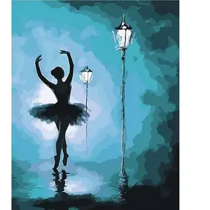 Figured'Art Peinture par Numéro Adulte Ballet sous les Réverbères - Activité Manuelle Kit de Loisir Créatif DIY Numéro d'Art Complet - 40x50cm sans châssis en bois pas cher