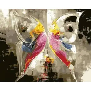 Figured'Art Peinture au numéro : Papillon Abstrait Coloré  - sans châssis en bois pas cher