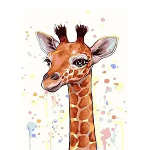 Figured'Art Peinture par Numéro Adulte Girafe souriante - Activité Manuelle Kit de Loisir Créatif DIY Numéro d'Art Complet - 40x50cm sans châssis en bois pas cher