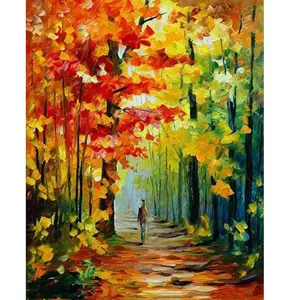 Figured'Art Peinture par Numéro Adulte Promenade solitaire en Forêt - Kit de Loisir Créatif DIY Numéro d'Art - 40x50cm sans châssis pas cher