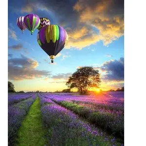 Figured'Art Peinture au numéro : Montgolfières au dessus des Champs ve... pas cher