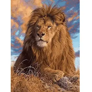 Figured'Art Peinture au numéro : Le Repos du Lion - sans châssis en bois pas cher