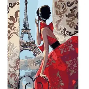 Figured'Art Peinture par Numéro Adulte Belle Femme et Tour Eiffel - Ac...