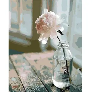 Figured'Art Peinture par Numéro Adulte Fleur Blanche - Activité Manuelle Kit de Loisir Créatif DIY Numéro d'Art Complet - 40x50cm sans châssis en bois pas cher