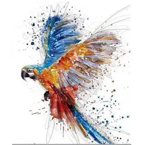 Figured'Art Peinture par Numéro Adulte Perroquet en plein Vol - Activité Manuelle Kit de Loisir Créatif DIY Numéro d'Art Complet - 40x50cm sans châssis en bois