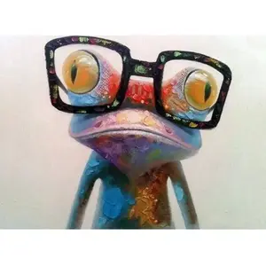 Figured'Art Peinture par Numéro Adulte Grenouille et Lunettes - Activité Manuelle Kit de Loisir Créatif DIY Numéro d'Art Complet - 40x50cm sans châssis en bois pas cher