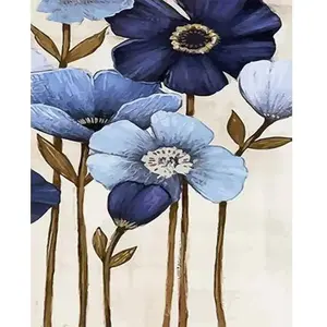 Figured'Art Peinture par Numéro Adulte Fleurs bleues - Activité Manuelle Kit de Loisir Créatif DIY Numéro d'Art Complet - 40x50cm sans châssis en bois pas cher