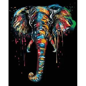 Figured'Art Peinture par Numéro Adulte Peinture Elephant - Kit de Loisir Créatif DIY Numéro d'Art - 40x50cm sans châssis pas cher