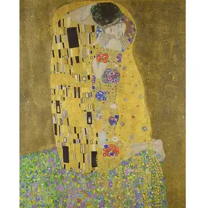 Figured'Art Peinture par Numéro Adulte Le baiser Klimt - Activité Manuelle Kit de Loisir Créatif DIY Numéro d'Art Complet - 40x50cm sans châssis en bois pas cher