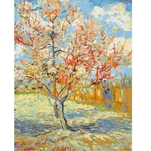 Figured'Art Peinture par Numéro Adulte Van Gogh Pêcher - Activité Manuelle Kit de Loisir Créatif DIY Numéro d'Art Complet - 40x50cm sans châssis en bois pas cher