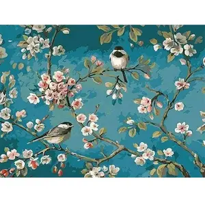 Comparateur de prix : Figured'Art Peinture par Numéro Adulte Fleurs et Oiseaux 2 - Activité Manuelle Kit de Loisir Créatif DIY Numéro d'Art Complet - 40x50cm sans châssis en bois