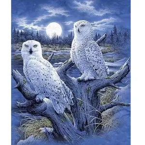 Figured'Art Diamond Painting - Figured’Art - Chouettes et Lune - 40x50cm - Kit Complet - Diamants Carrés pas cher