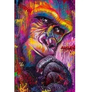 Figured’Art Diamond Painting Broderie Diamant 40x50cm Toile Entière Roulée avec Strass Perles Carrés - King Kong coloré - Kit Complet Animaux 5D DIY Activité Manuelle Loisirs Créatifs Adultes