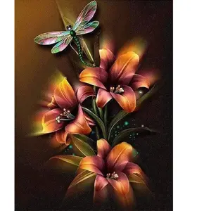 Figured'Art Figured’Art Diamond Painting Broderie Diamant 40x50cm Toile Entière Roulée avec Strass Perles Carrés - Lys et Libellule - Kit Complet 5D DIY Activité Manuelle Loisirs Créatifs Adultes pas cher