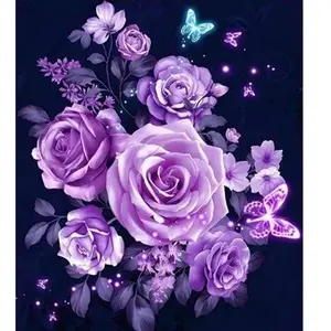 Comparateur de prix : Figured’Art Diamond Painting Broderie Diamant 40x50cm Toile Entière Roulée avec Strass Perles Carrés - Fleurs et Papillons en Violet