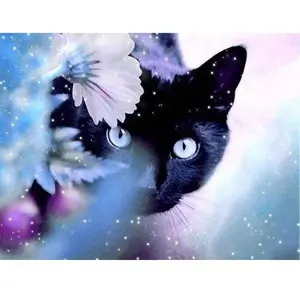 Comparateur de prix : Figured’Art Diamond Painting Broderie Diamant 40x50cm Toile Entière Roulée avec Strass Perles Carrés - Chat et Fleur