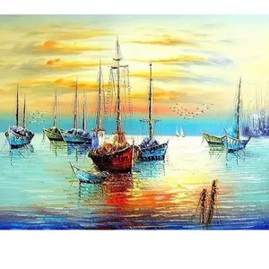 Figured'Art Peinture par Numéro Adulte avec Cadre Voiliers au Port - Activité Manuelle Kit de Loisir Créatif DIY Numéro d'art Complet - 40x50cm Toile tendue sur châssis