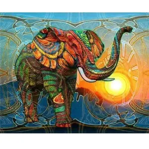 Figured’Art Diamond Painting Broderie Diamant 40x50cm Toile Entière Roulée avec Strass Perles Carrés - Eléphant artistique