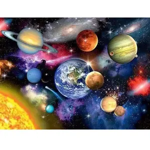 Figured’Art Diamond Painting Broderie Diamant 40x50cm Toile Entière Roulée avec Strass Perles Carrés - Planètes - Kit Complet 5D DIY Activité Manuelle Loisirs Créatifs Adultes