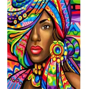 Figured’Art Diamond Painting Broderie Diamant 40x50cm Toile Entière Roulée avec Strass Perles Carrés - Femme Exotique - Kit Complet 5D DIY Activité Manuelle Loisirs Créatifs Adultes