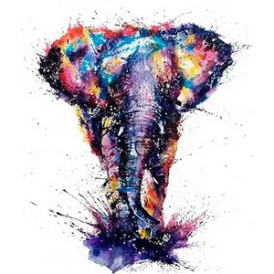 Figured'Art Peinture au numéro : Eléphant d'Asie en peinture - toile t...