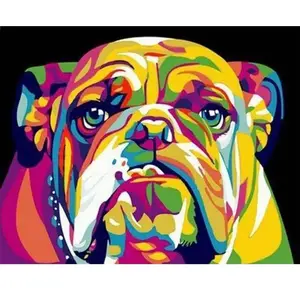Comparateur de prix : Peinture au numéro : Bulldog Pop Art - toile tendue sur châssis