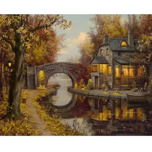 Figured'Art Peinture par Numéro Adulte avec Cadre Retraite et tranquilité - Activité Manuelle Kit de Loisir Créatif DIY Numéro d'Art Complet - 40x50cm toile tendue sur châssis pas cher