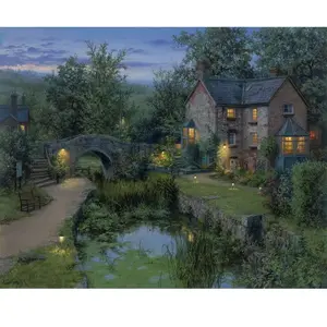 Figured'Art Peinture par Numéro Adulte avec Cadre Havre de paix lumineux - Activité Manuelle Kit de Loisir Créatif DIY Numéro d'Art Complet - 40x50cm toile tendue sur châssis pas cher