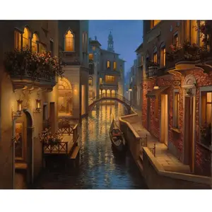 Figured'Art Peinture par Numéro Adulte avec Cadre Canaux flamboyants - Activité Manuelle Kit de Loisir Créatif DIY Numéro d'Art Complet - 40x50cm toile tendue sur châssis pas cher