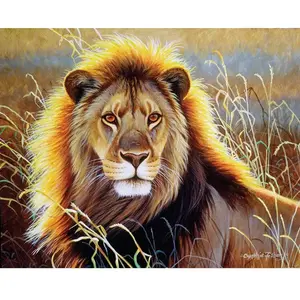 Comparateur de prix : Figured'Art Peinture par Numéro Adulte Lion dans la savane - Activité Manuelle Kit de Loisir Créatif DIY Numéro d'Art Complet - 40x50cm sans châssis en bois