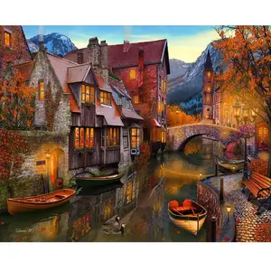 Figured'Art Peinture par Numéro Adulte avec Cadre Canaux Chaleureux - Activité Manuelle Kit de Loisir Créatif DIY Numéro d'art Complet - 40x50cm Toile tendue sur châssis pas cher