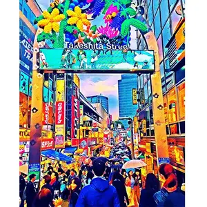 Figured'Art Peinture au numéro : Tokyo Harajuku - toile tendue sur châssis pas cher