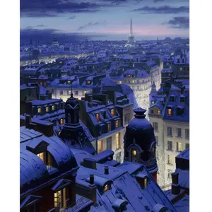 Figured'Art Peinture par Numéro Adulte Toits de Paris - Activité Manuelle Kit de Loisir Créatif DIY Numéro d'art Complet - 40x50cm sans châssis en Bois pas cher