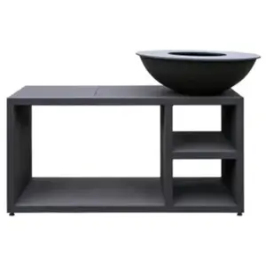 Planet Brasero Piatto Tavolo Medium Noir diam84 + Grille + Spatule + Housse pas cher