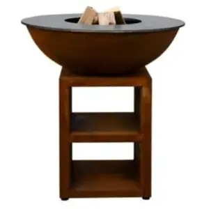 Planet Brasero Piatto Large Corten diam94 + Grille + Spatule + HousseVendu parbrasero-artisan